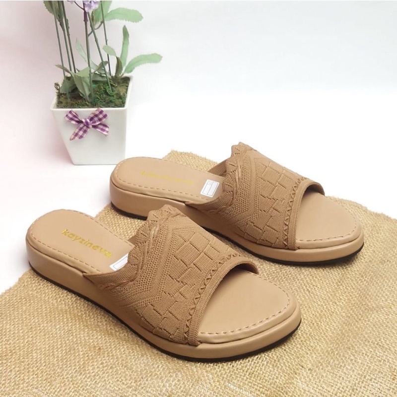 Sendal Plip Plop Wanita Upper Rajut Premium-Mocca