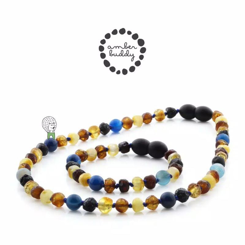 Amber Buddy kalung set perhiasan amber untuk bayi tumbuh gigi dan pereda nyeri