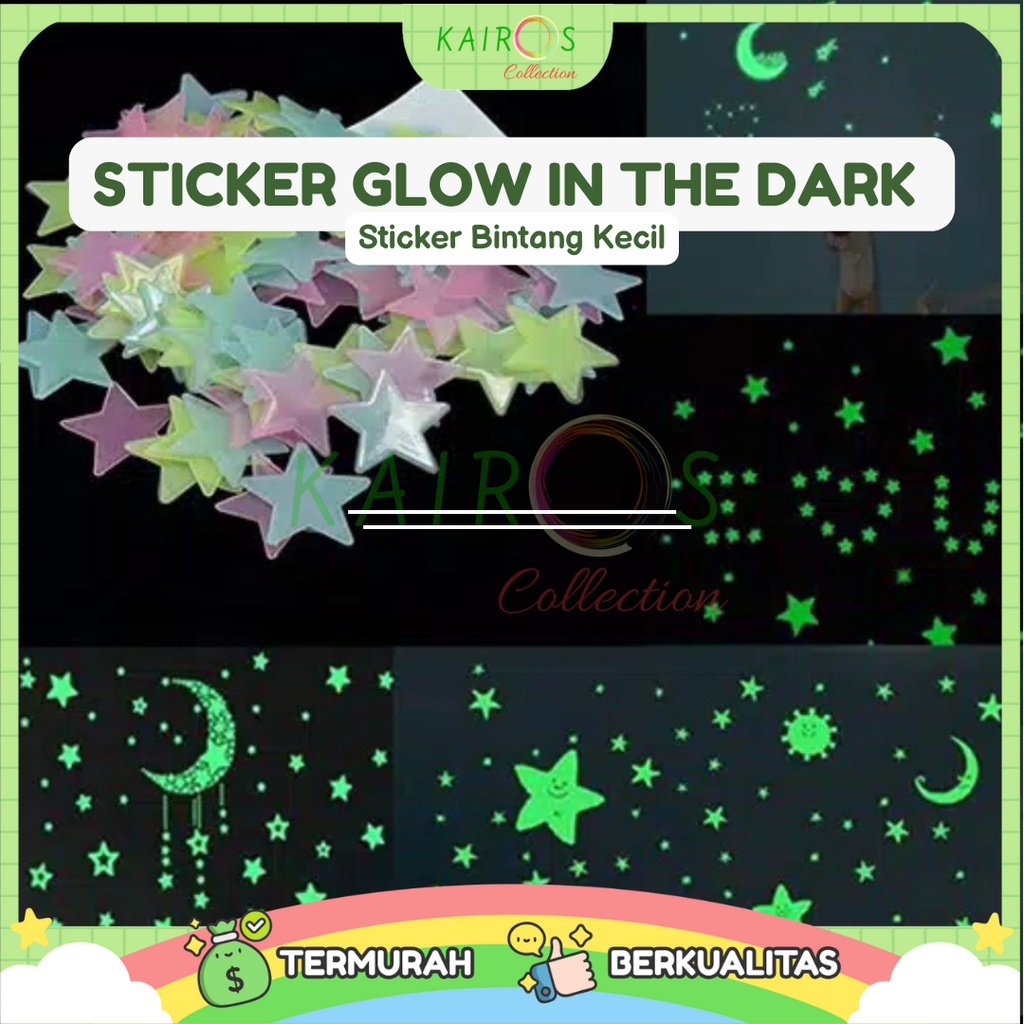 Sticker Dinding Bintang Kecil Glow In The Dark Hiasan Dekorasi Kamar