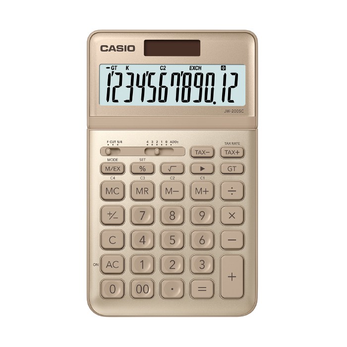 CASIO Colorful Calculator JW-200SC- Gold