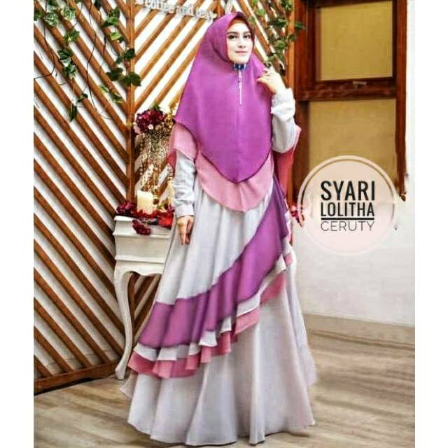 COD Gamis Pesta Syari Lolitha Ceruty Babydoll set khimar