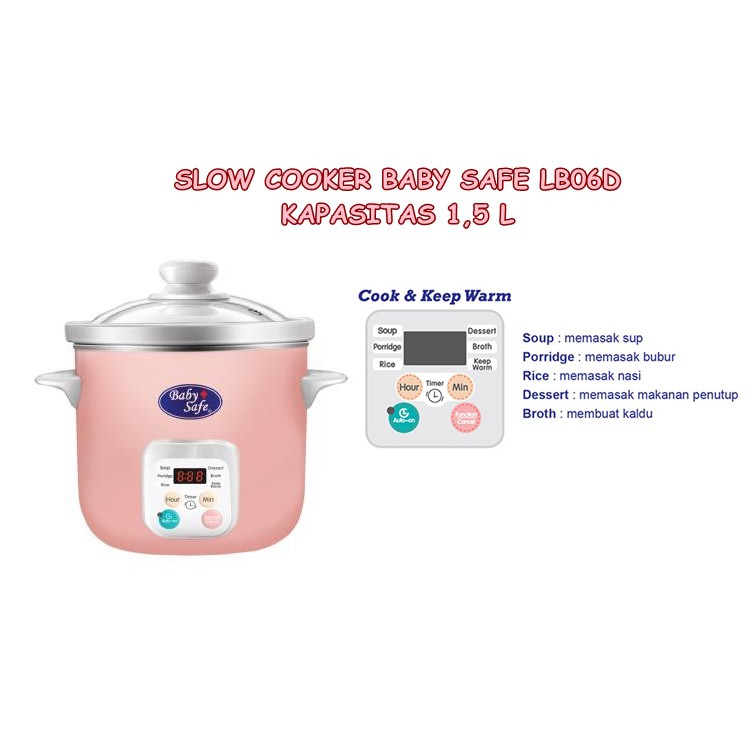 SLOW COOKER BABY SAFE LB06D KAPASITAS 1,5 LITER