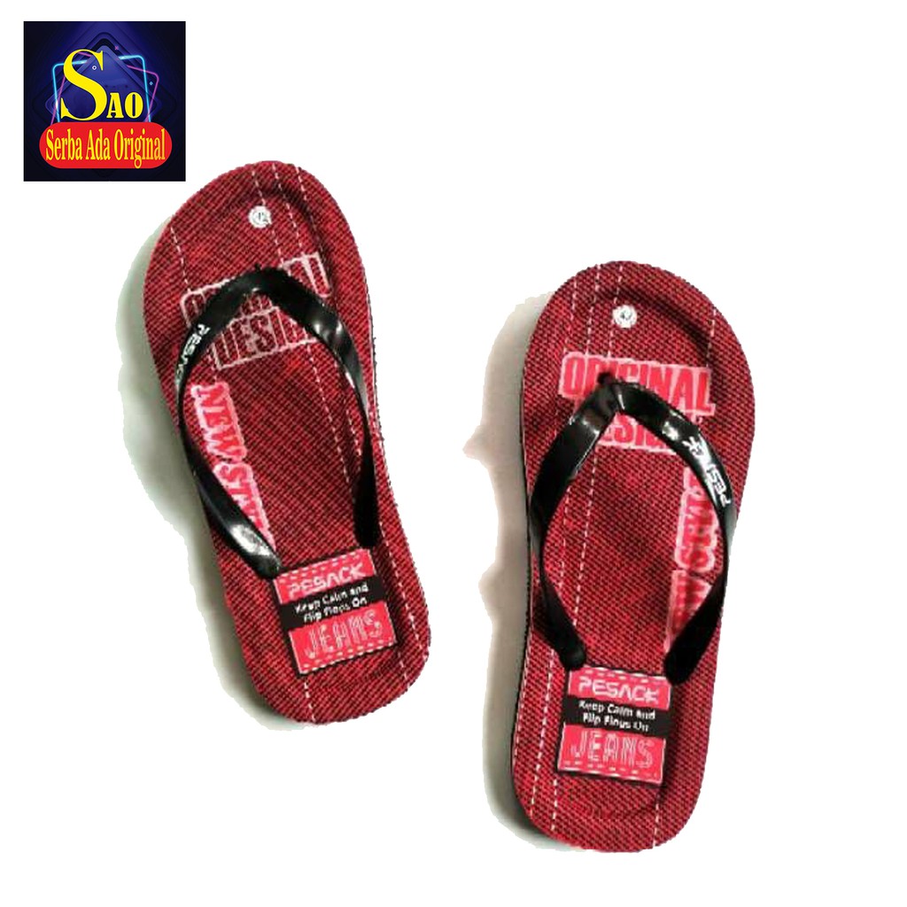 Sandal Kasual Pria Motif Jeans