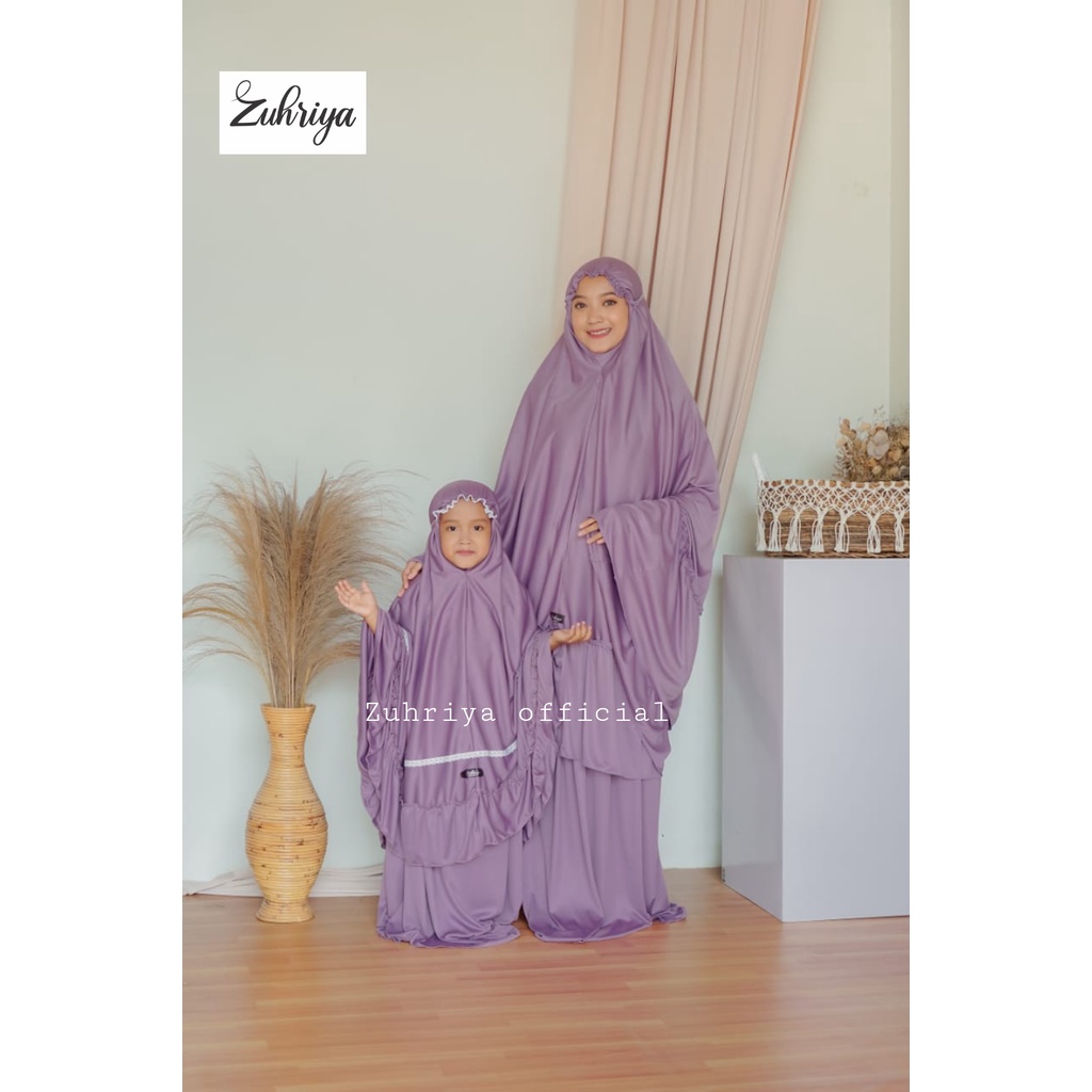 Mukena Zuhriya Kaos Jersey Balon  Rempel  Warna Lavender