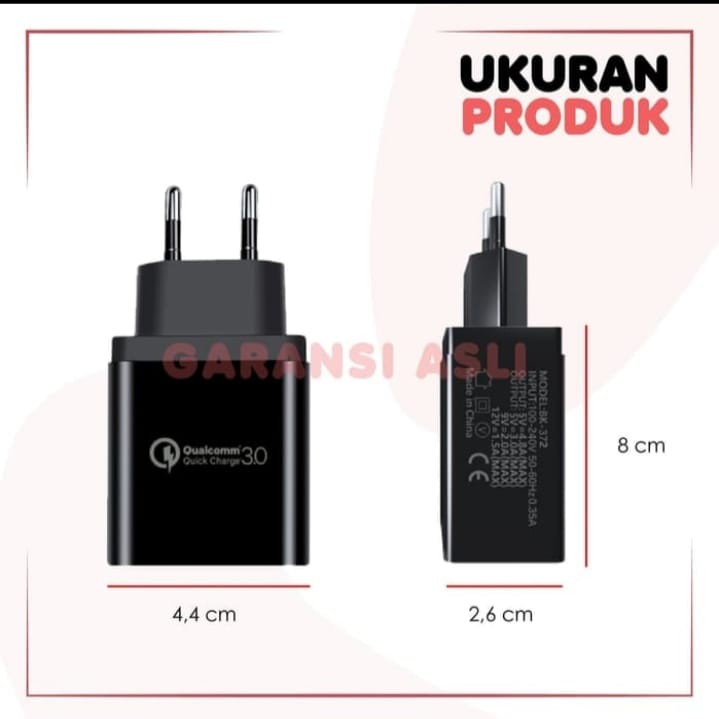 CHARGER QUALCOMM QUICK CHARGER 3.0 FAST CHARGING 3 COLOKAN TANPA KABEL