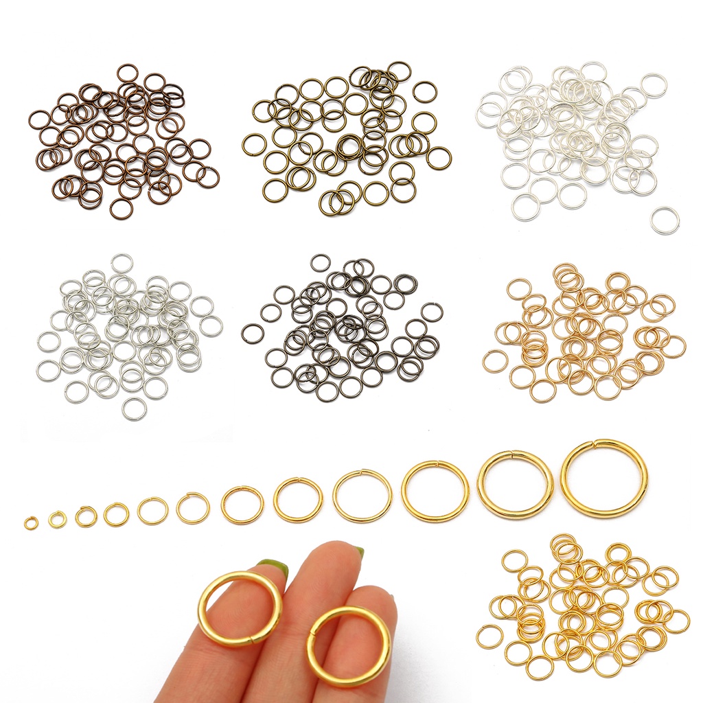 200-500 Pcs 3 / 4 / 5 / 6 / 7 / 8mm Open Jump Rings Warna Silver / Gold / Kuningan Untuk Membuat Perhiasan Anting