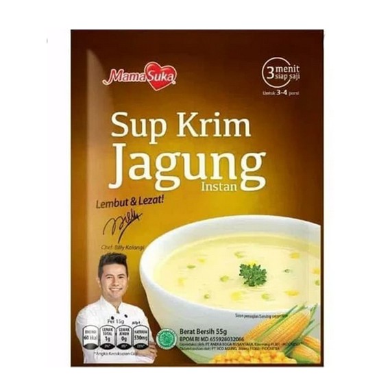 Sup Krim Jagung Ayam Jamur Mama Suka Komplit Sop cream Instan Sup Praktis 55gr