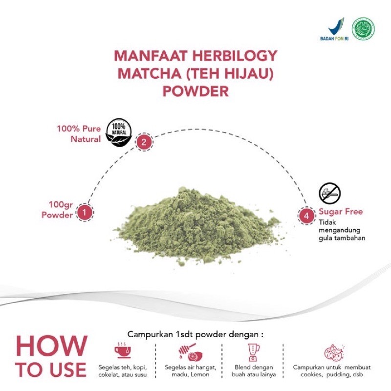 HERBILOGY MATCHA / TEH HIJAU JEPANG POWDER 100Gram