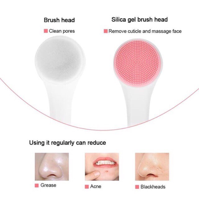 Kuas Pembersih Wajah 2 in1 Cleansing Brush Bulu Sikat Halus Silikon