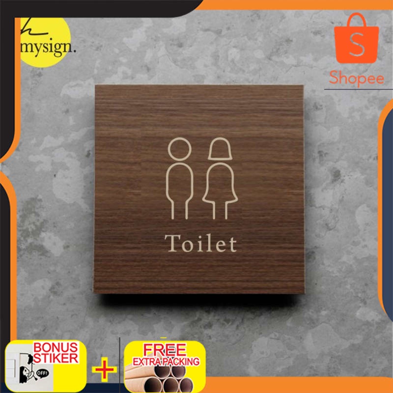

Promo Modern Toilet Sign Board Kayu Print Signage Label Nama Ruang Elegan