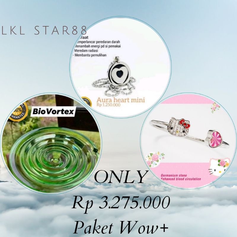 Paket Aura Heart Mini + Bioglass Vortex D10 cm + Bangle Hello Kitty ORI MCI
