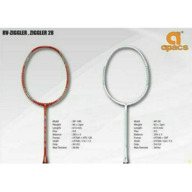 ORIGINAL Apacs RV Ziggler Raket Badminton