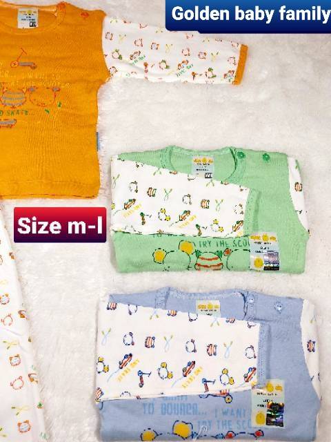 3 set Baju bayi ukuran M-L Chiko Cik setelan panjang kancing d bahu