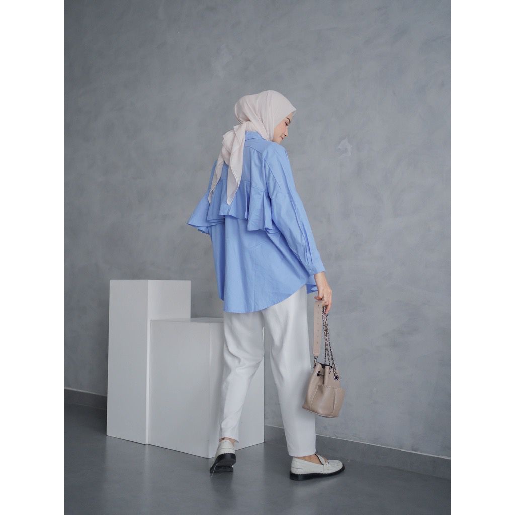 CUCI GUDANG!! Ruffle Back Shirt Oversize / Tiny shirt / Blouse Duma / Wita Blouse