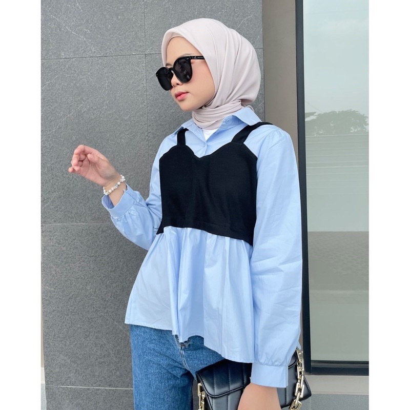 Atasan Wanita Rompi Terbaru Blouse Vest Korea Fashion Hijabers Kekinian Outfit Remaja Baju Cewek