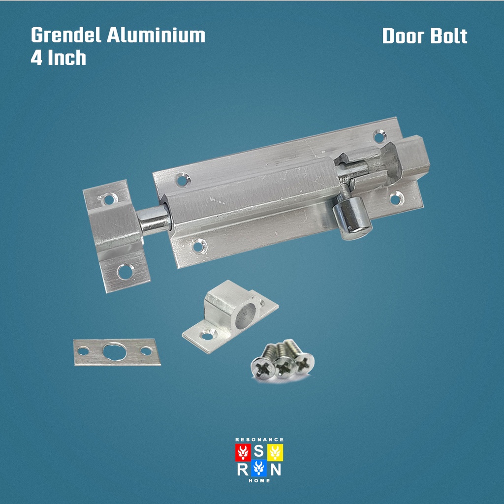 Slot Pintu Jendela Grendel 4 Inch 10 cm Alumunium + Skrup dan Baut Resonance Home