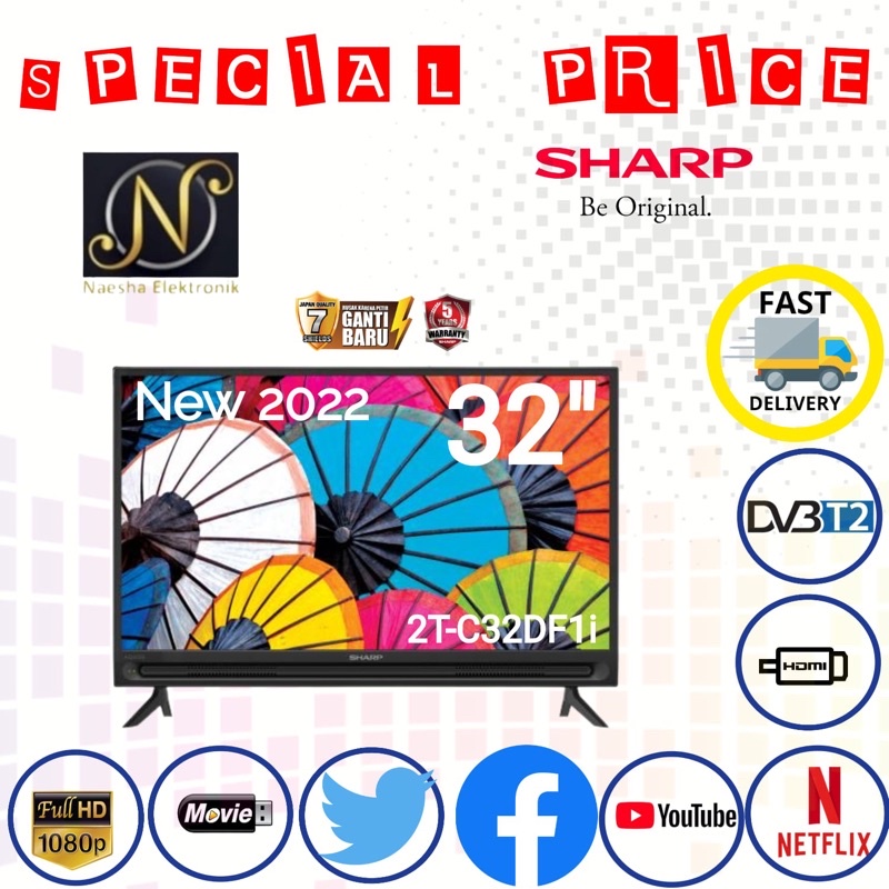 Jual Sharp 2t C32df1i Smart Tv 32inch Garansi Resmi 5tahun Shopee Indonesia 1900