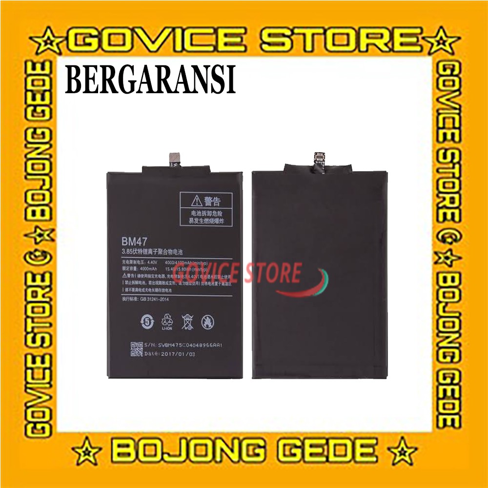 BATRAI XIAOMI BATRE XIAOMI BATERAI XIAOMI  BM47/REDMI 3,3S,3X,3PRO/REDMI 4X ORI 99%
