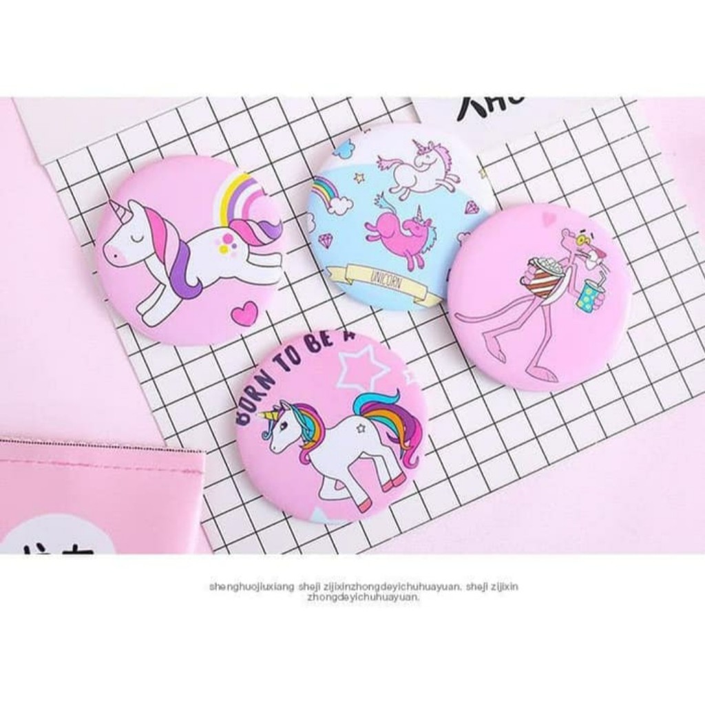 CERMIN BULAT MINI Portable Saku MAKE UP Kaca Rias Korean Hand Mirror BULAT