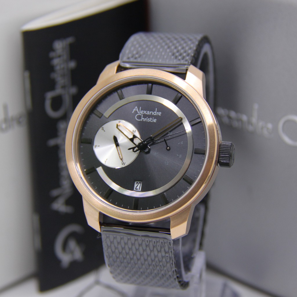 ALEXANDRE CHRISTIE 6548 PRIA BLACK ROSEGOLD ORIGINAL AC6548 AC 6548 JAM TANGAN COWOK ARLOJI COWOK