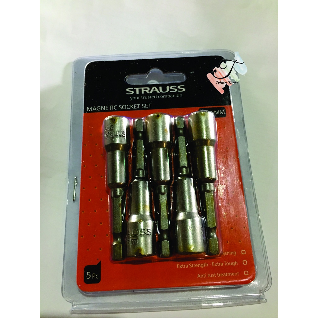 Kunci Sok Magnet Kunci Drilling 8x65 mm Strauss Magnetic Socket Set