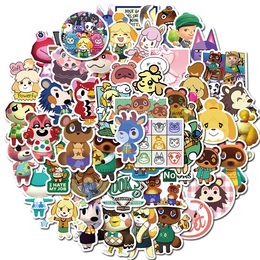50pcs Pack Hot Game Sticker Animal Crossing Stickers For Skateboard Guitar Motorcycle Laptop Girls Waterproof Sticker Toy