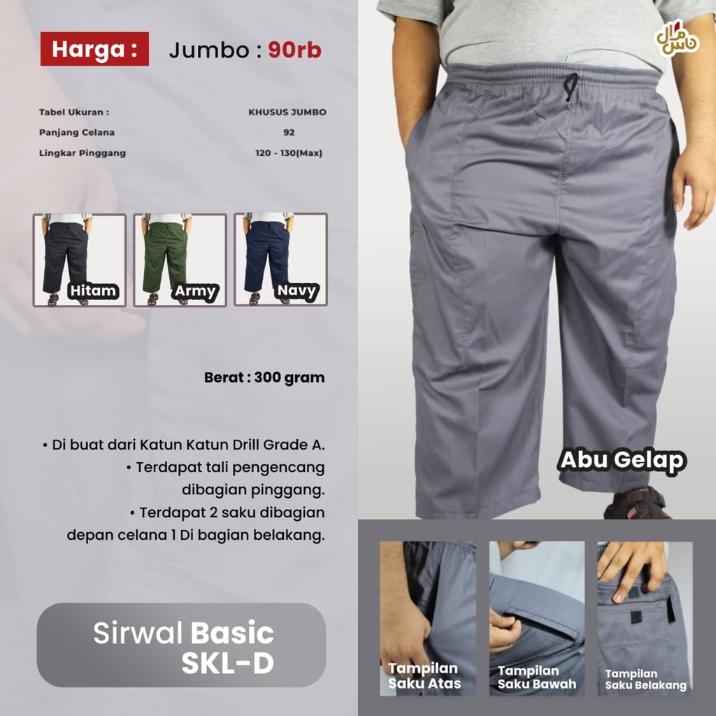 Celana Sirwal Panjang Pria Jumbo Bahan Katun Drill Dan Katun Twill