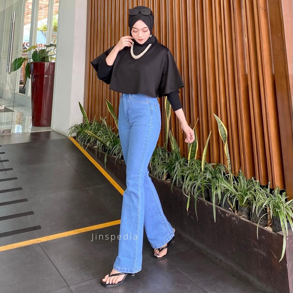 JINSPEDIA - HW Cutbray Jeans Panjang Wanita - Celana Cutbray import Bahan Jeans Premium