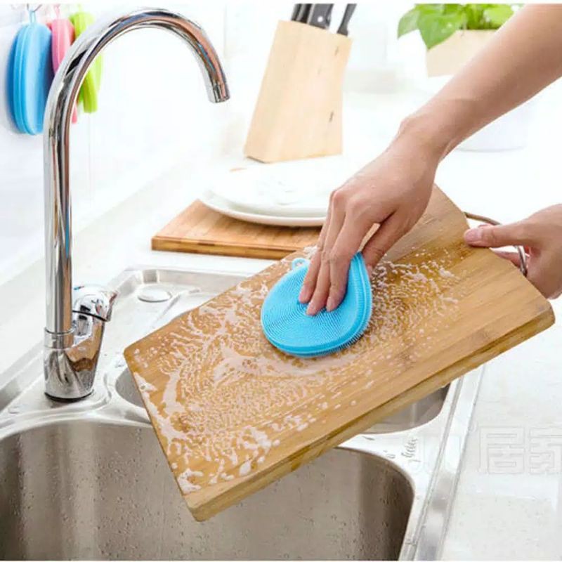 [20g] (SILICONE) Spon Cuci Piring Bulat Silikon Anti Kuman dan Bakteri