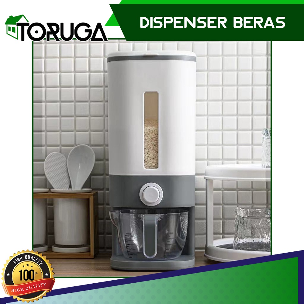 Dispenser Rice Box Tutup Bucket Wadah Penyimpanan Beras Kacang Praktis Bulat