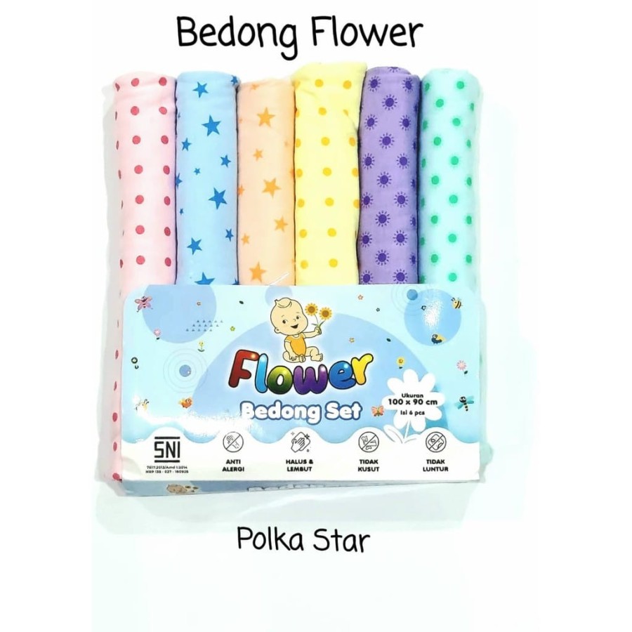 Makassar ! Bedong Bayi Kaos  Flower uk 100 x 90 CM ( Isi 6 Pcs )