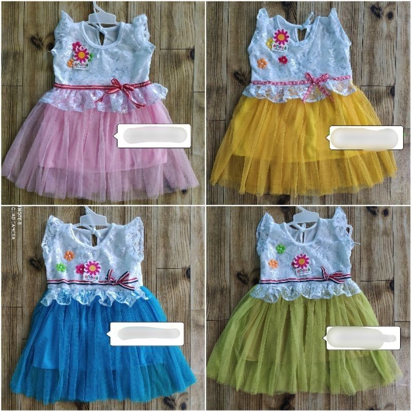 Dress anak cewek 1 2 3 4 tahun baju anak perempuan pakaian tutu tile dress mutiara 3 tiga