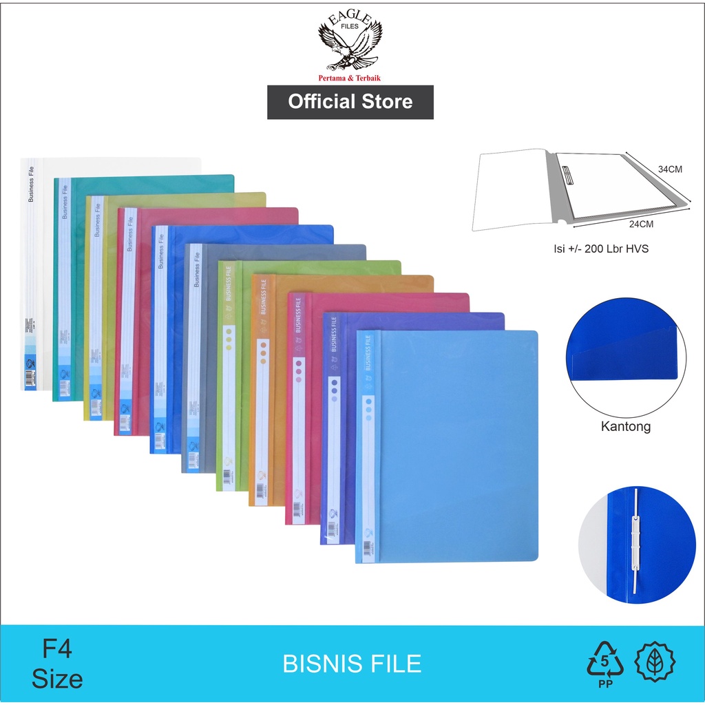 

Business File Bisnis File Kantong Map Snelhecter Map Acco EAGLEFiles F4(Folio) isi 12 Pcs