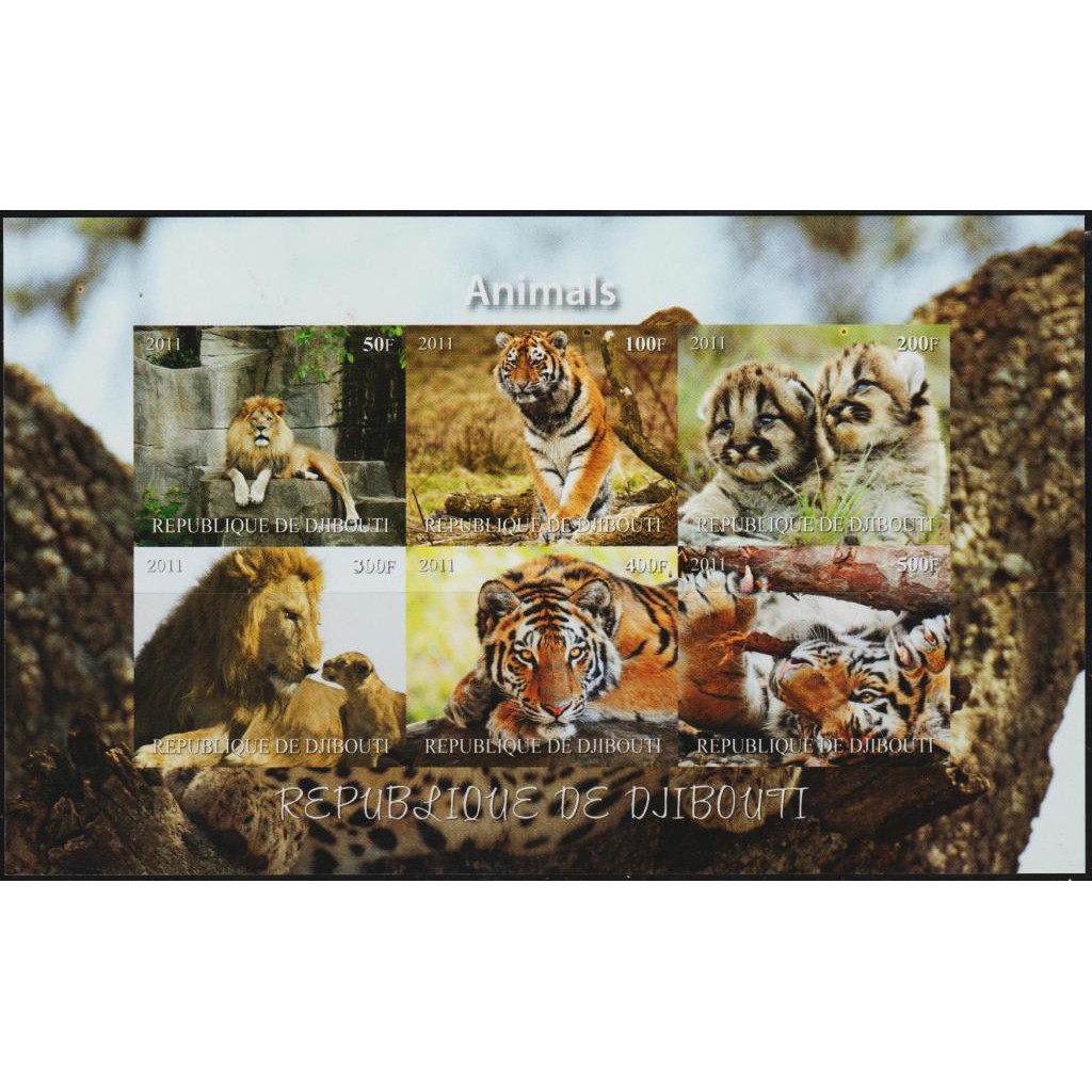 

Perangko Filateli C75 - Djibouti MNH Miniature Sheet Imperf 2011 Lion Tiger