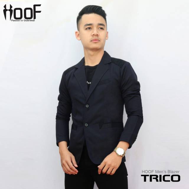 BLAZER PRIA TREACO DARK BLUE - Jas Cowok Biru Gelap Navy Formal Korea Style Nikah Band