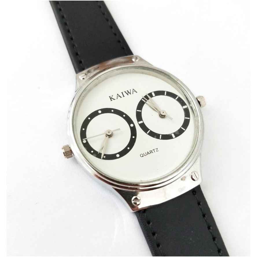 Jam Tangan Kulit Pria Analog Minimalis Stylish Double Movement Kaiwa 200302 Free Baterai
