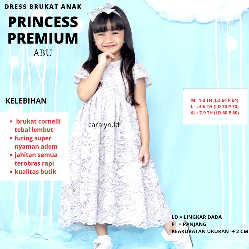 DRESS BRUKAT ANAK PRINCESS 0-9 TAHUN PAUD SD