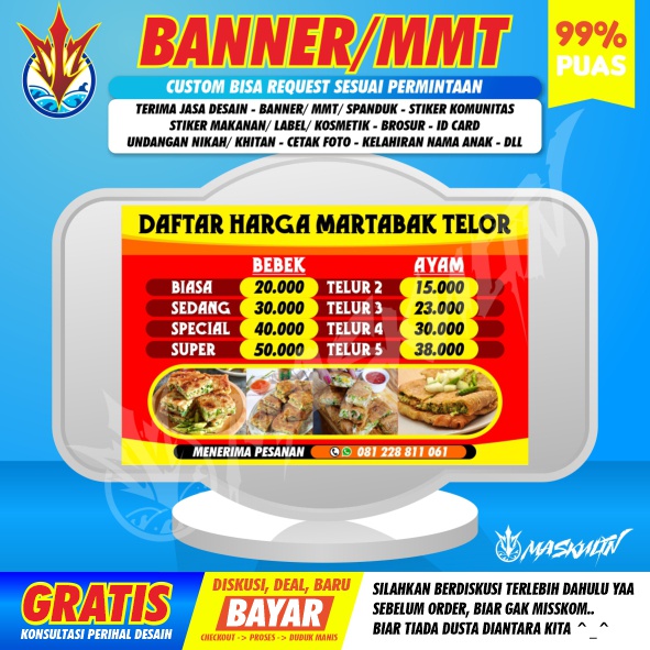Banner MMT Spanduk Martabak Telor Bebek Telur Ayam Kue Bandung Manis Terang Bulan Coklat Kacang Keju