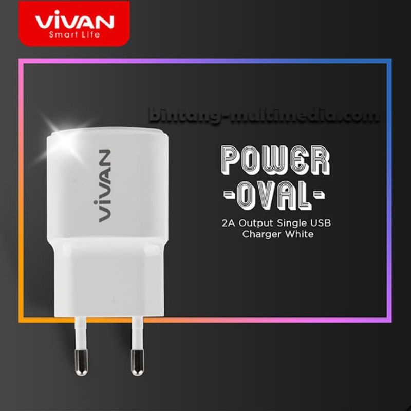 Charger 2A + Kabel Data Micro USB Fast charging Vivan Power Oval II