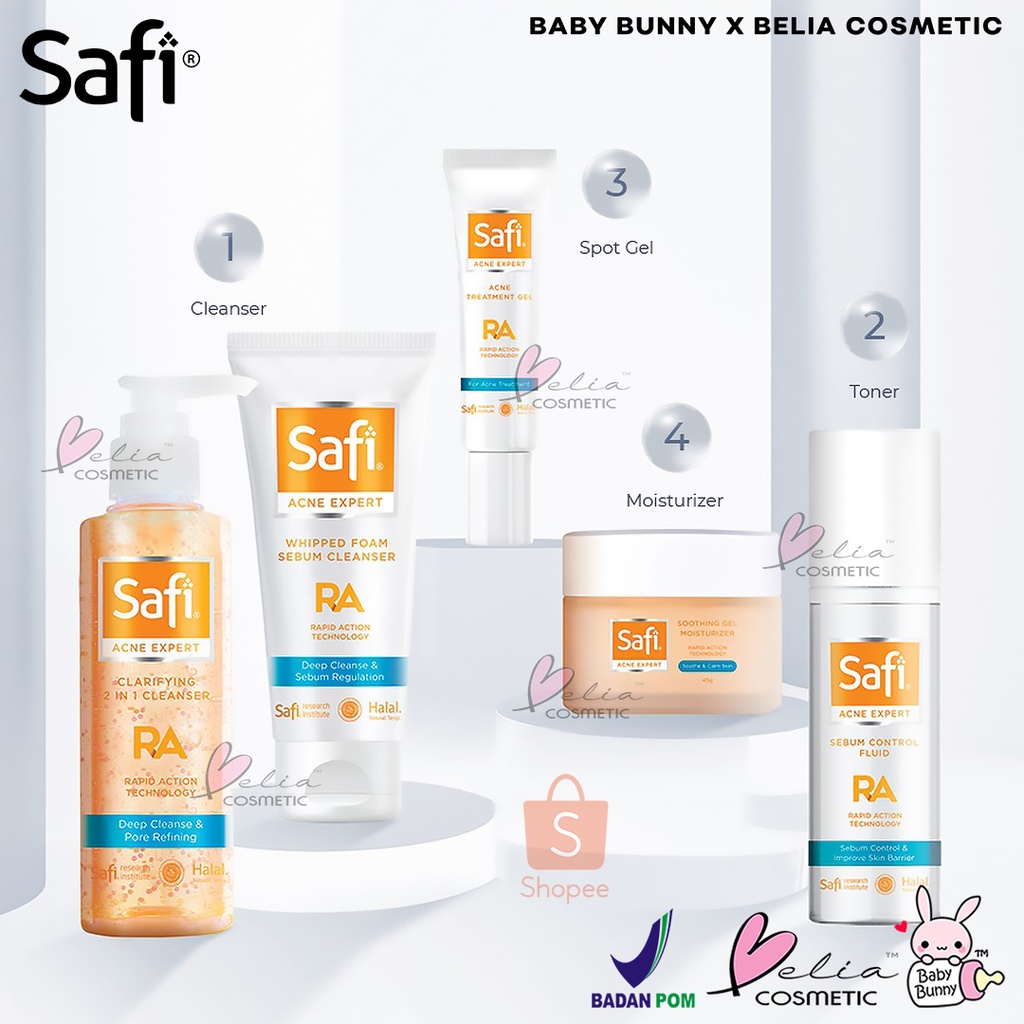 ❤ BELIA ❤ SAFI Acne Expert Series | Toner | Moisturizer | Acne Gel | Cleanser | Facial Wash (✔BPOM)