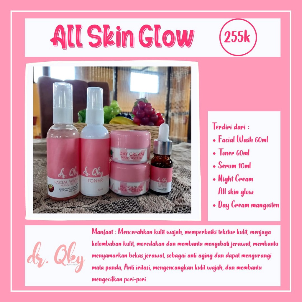 Paket All Skin Glow dr.Qkyskincare/produkskincare Halal & BPOM