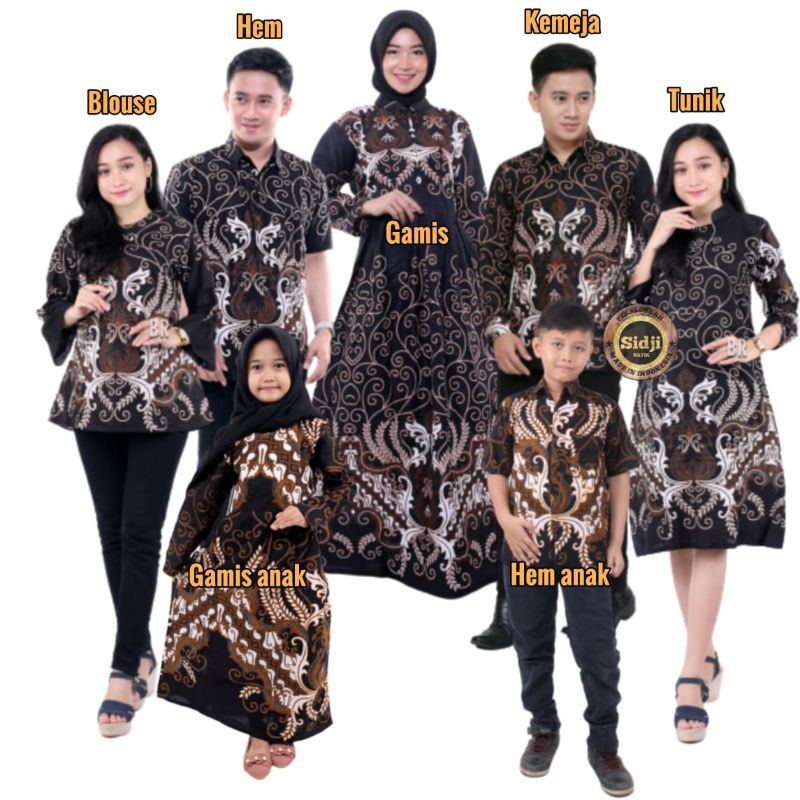 Batik Couple keluarga sania ruffle ori ndoro jowi dnt MOTIF MAHKOTA PUTIH