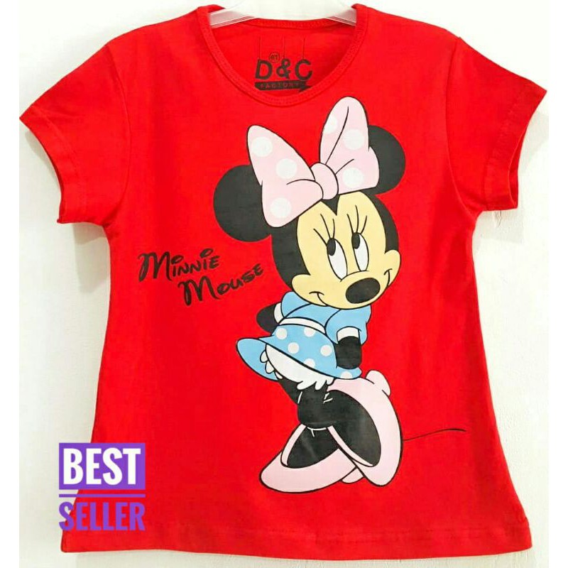 Kaos Anak Cewek  Murah 1 - 10 Th Karakter MINNIE MOUSE MERAH