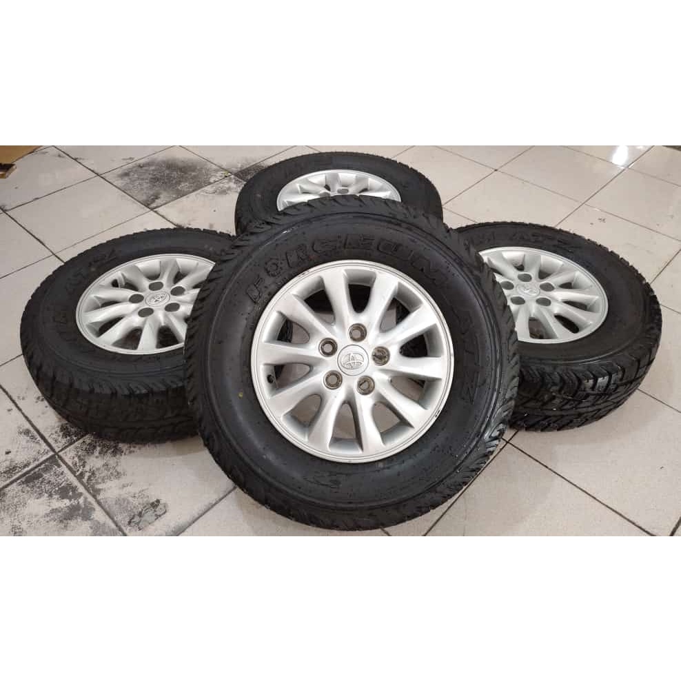 Velg Mobil Bekas STD INOVA Ring 15 Lebar 6 Hole 5X114 ET45 SILVER + BAN FORCEUM ATZ 235 70 R15 Untuk