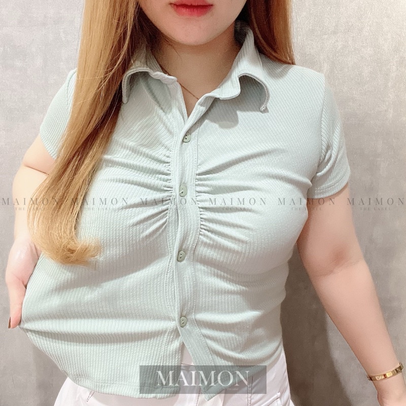 Scrunch Slim Shirt | Kemeja Kerut Korean Fashion | Maimon Grosir