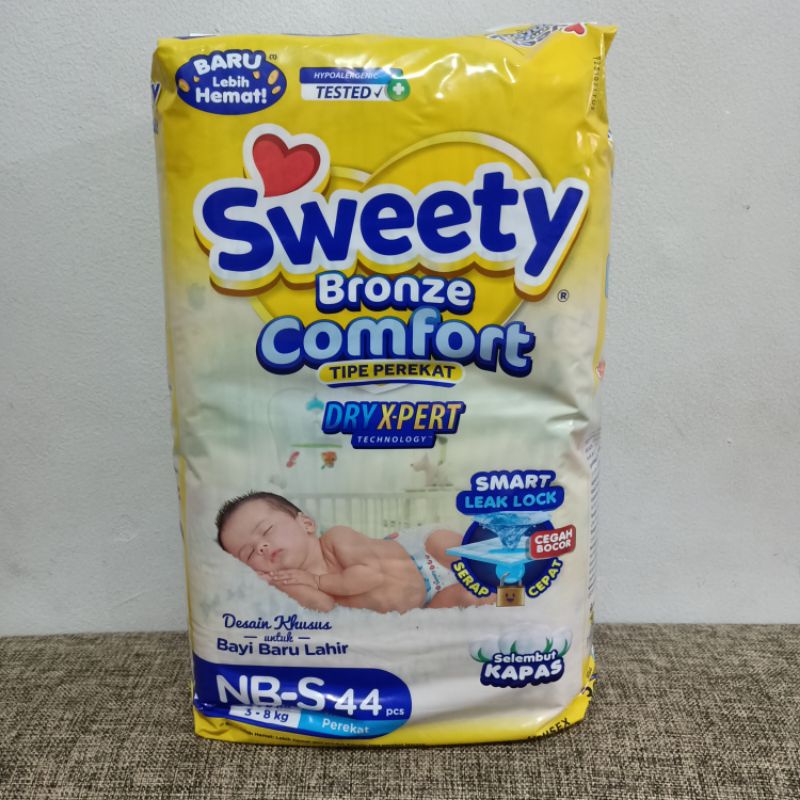 sweety bronze comfort perekat new born / pampers new born / pampers nb