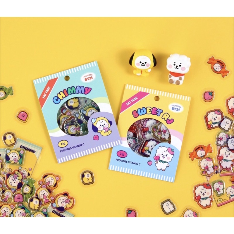 PO OFFICIAL BT21 Baby Flake Sticker Pack Jelly Candy