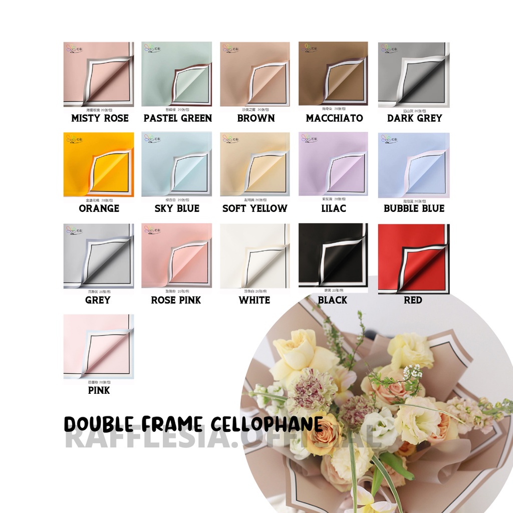 

[5 LEMBAR] FLOWER WRAPPING DOUBLE FRAME CELLOPHANE WATERPROOF KERTAS BUKET BUNGA