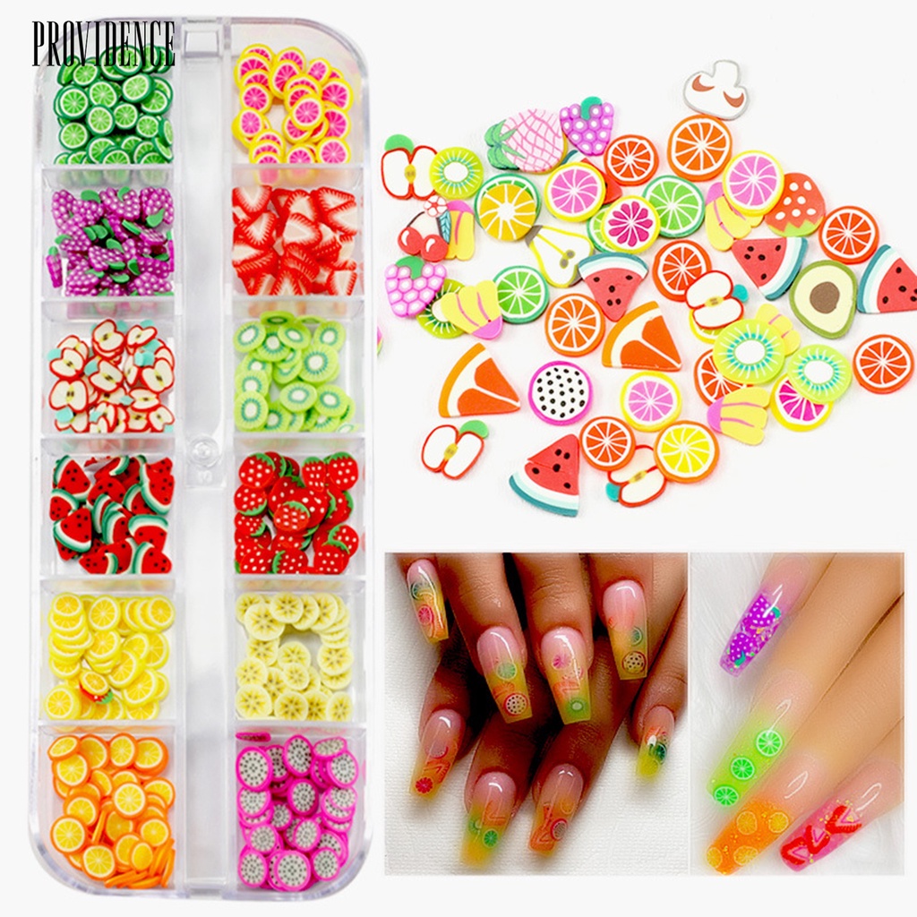 Providence 1 Kotak Charms Dekorasi Nail Art / Manicure DIY Bentuk Buah 3D Multi Warna Bahan PVC Anti Air