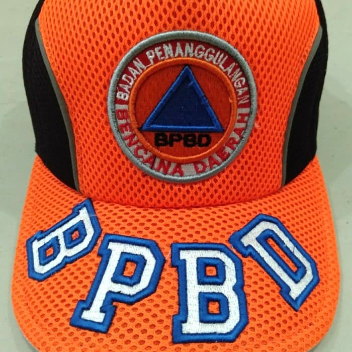 topi jaring BPBD kombinasi oren